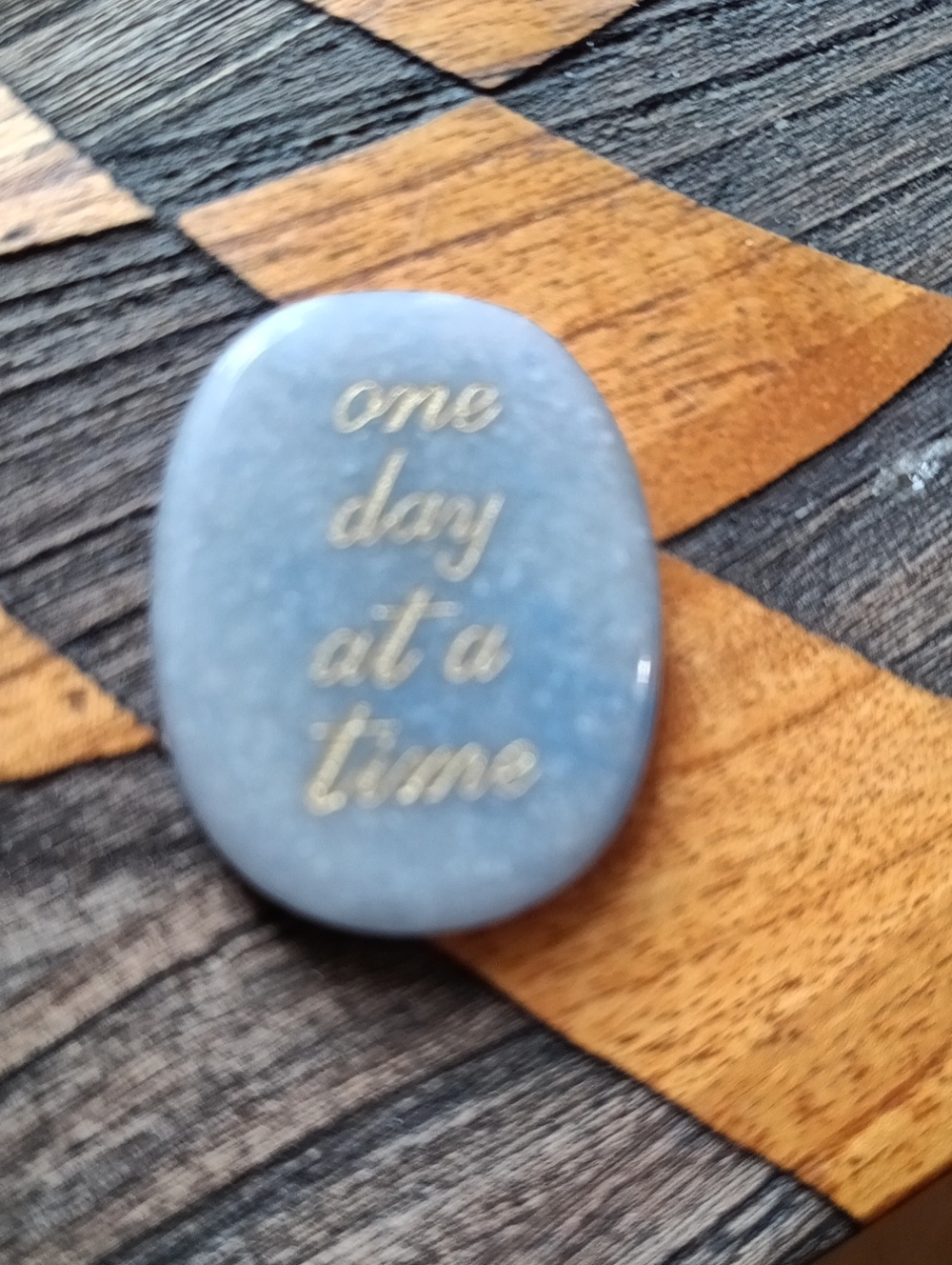 Inspirational Blue Stone Angelite Crystal "one Day At A Time"